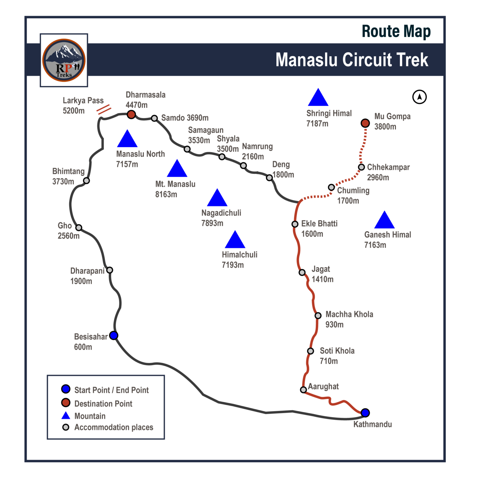 Manaslu Circuit Trek Map, Permit, And Season - RP Treks and Expedition