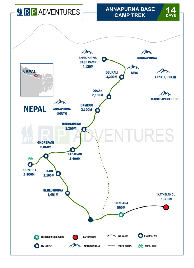 Annapurna base camp map trek