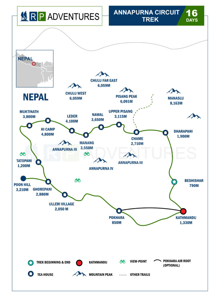 Annapurna circuit trek map