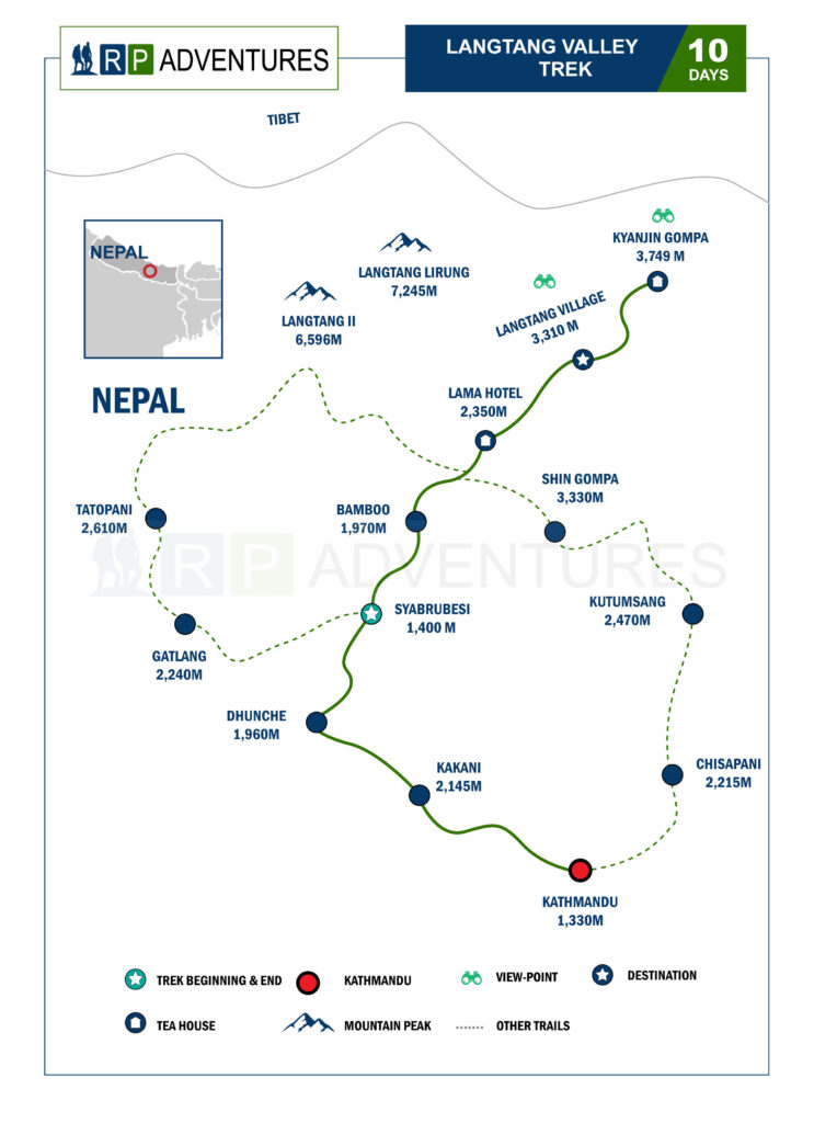 Langtang valley trek map