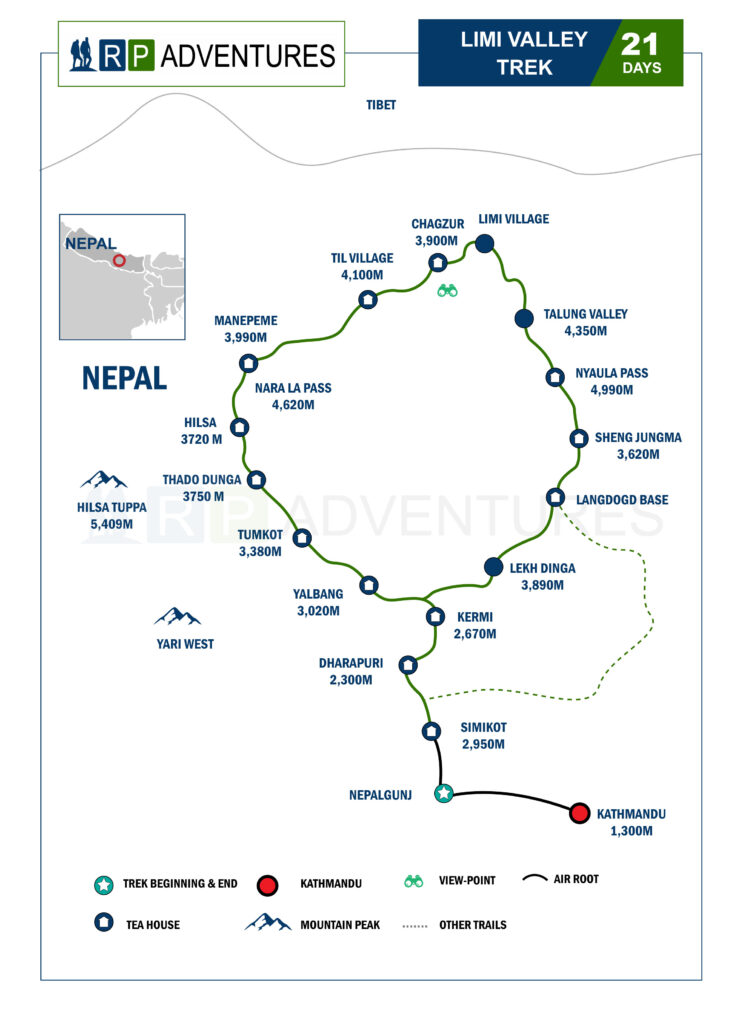 Limi valley trek map