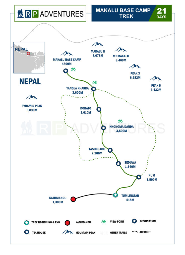 Makalu base camp trek map