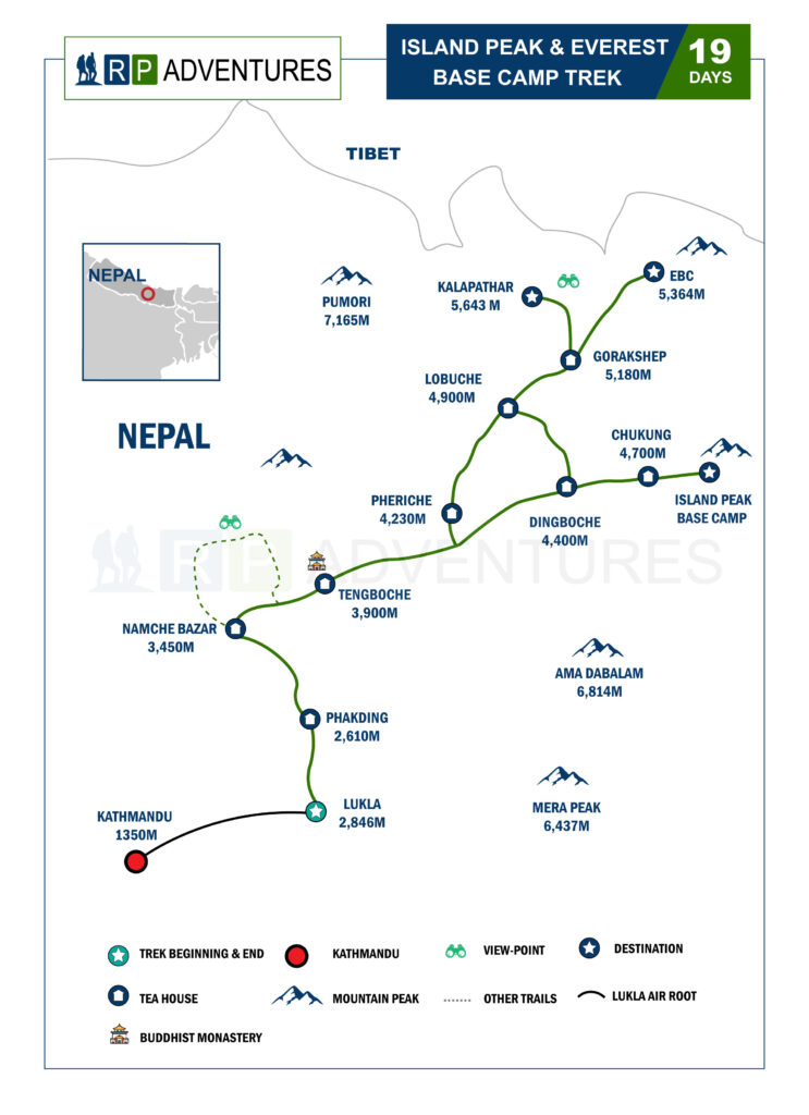 island peak and Everest base camp trek map