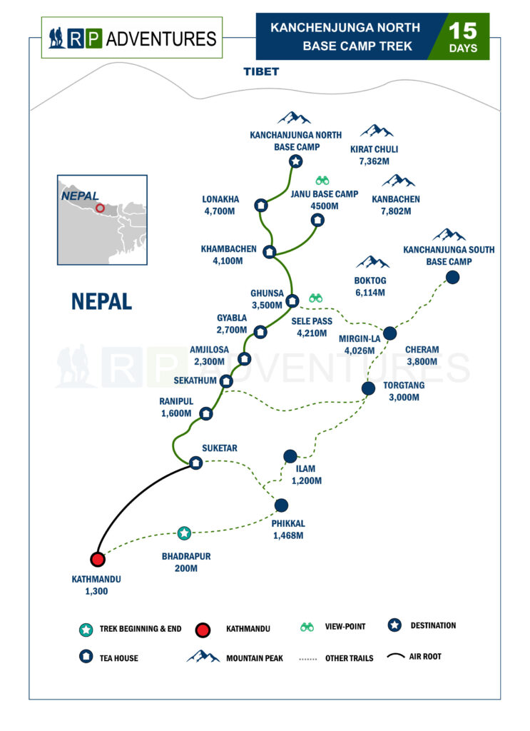 Kanchenjunga north trek map