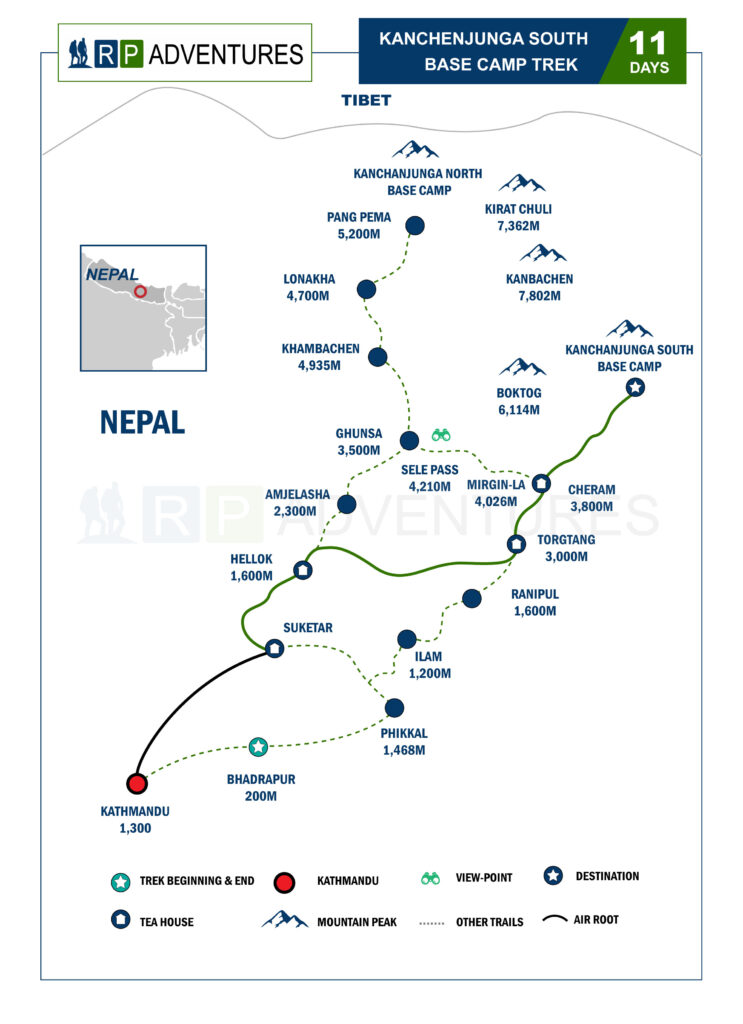 Kanchenjunga south trek map