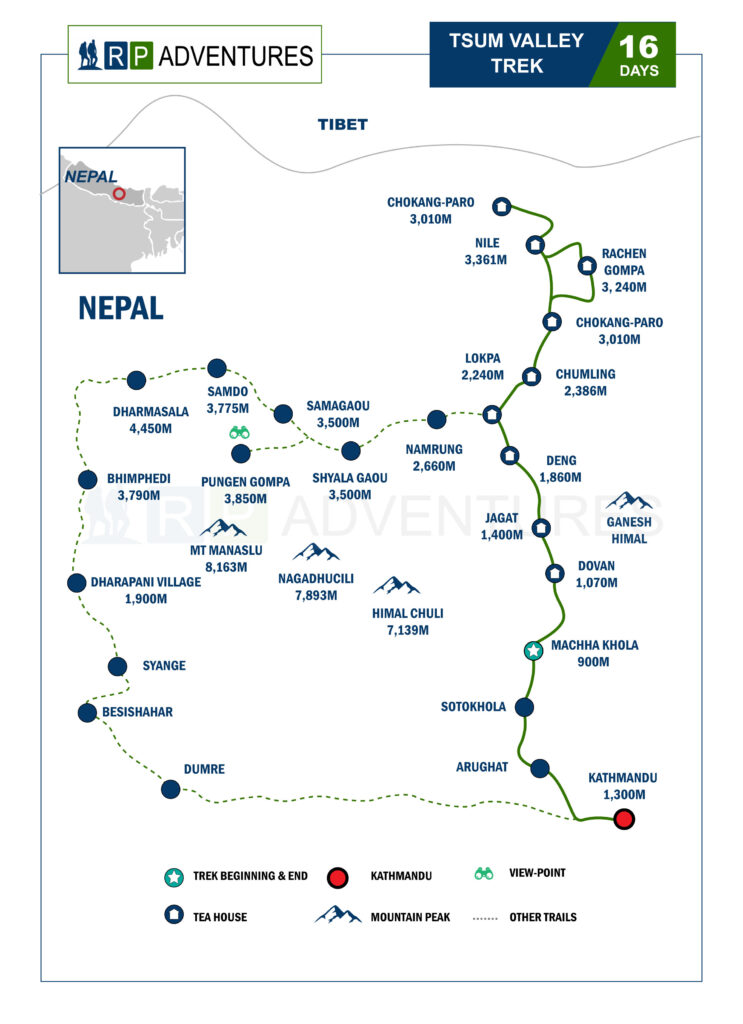 Tsum valley trek map