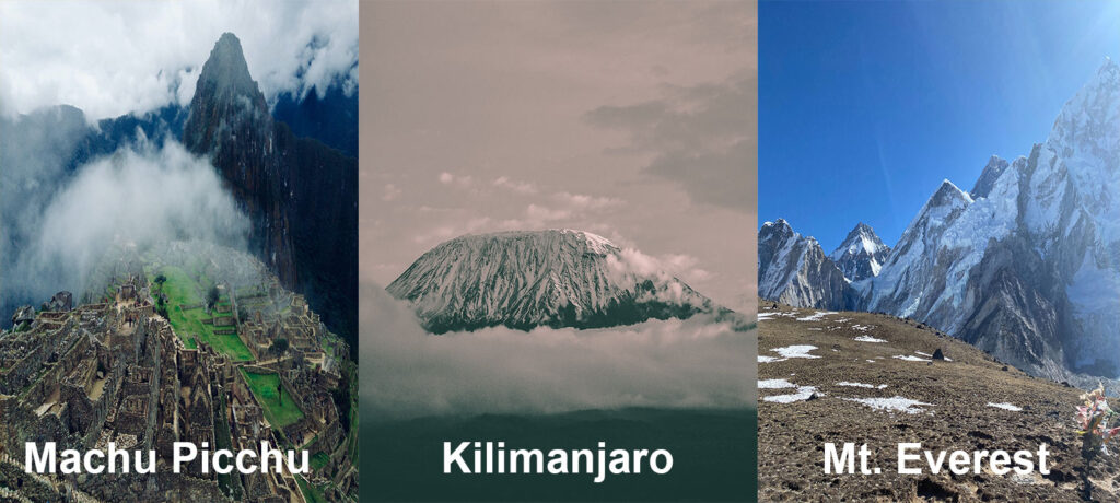 everest-kilimanjaro-machu-picchu