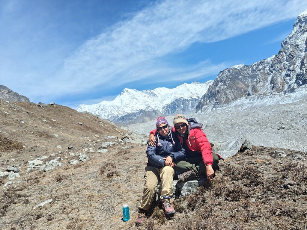 Natalya and Rajan on the way to Everest Three High Pass Trek